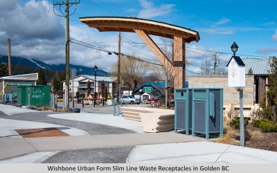 Wishbone Urban Form Slim Line Waste Receptacles in Golden BC